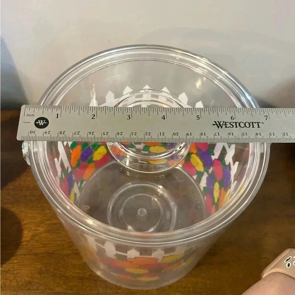 3 piece Acrylic clear ice bucket with painted flowers & picket fence. - Picture 8 of 8